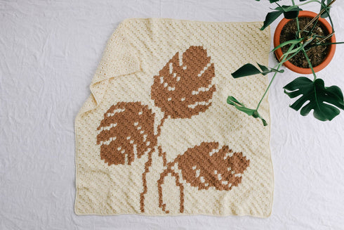 Monstera C2C Blanket Crochet Pattern