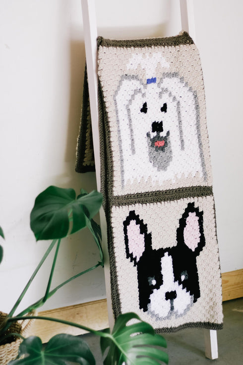 French Bulldog / Boston Terrier Dog Blanket Crochet Pattern