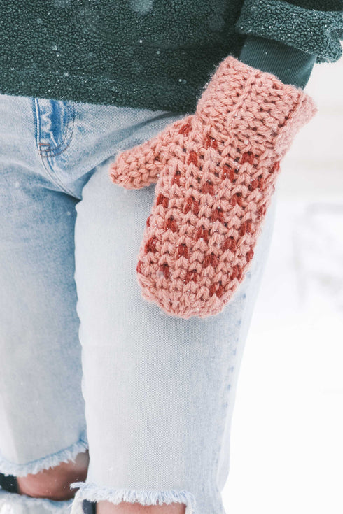 Faux "Knit" Beanie + Mittens Crochet Pattern