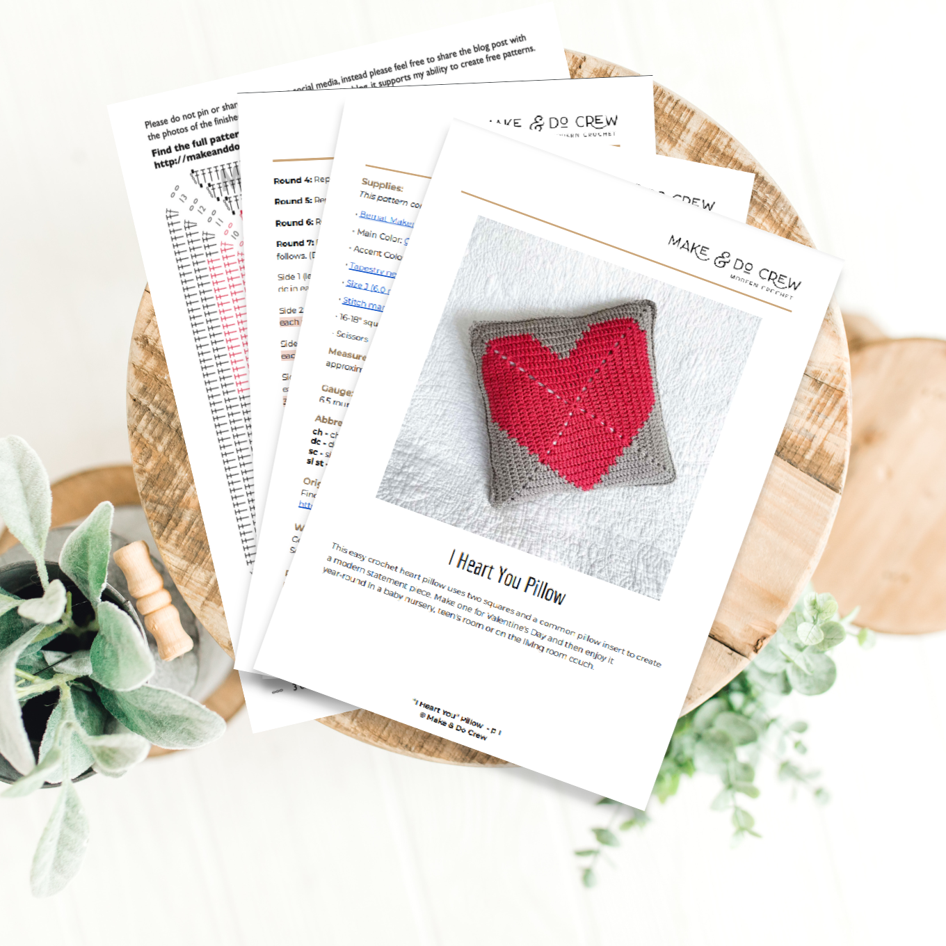 Heart Pillow Crochet Pattern